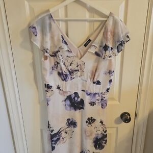 Le Chateau Cream and Purple Floral Dress